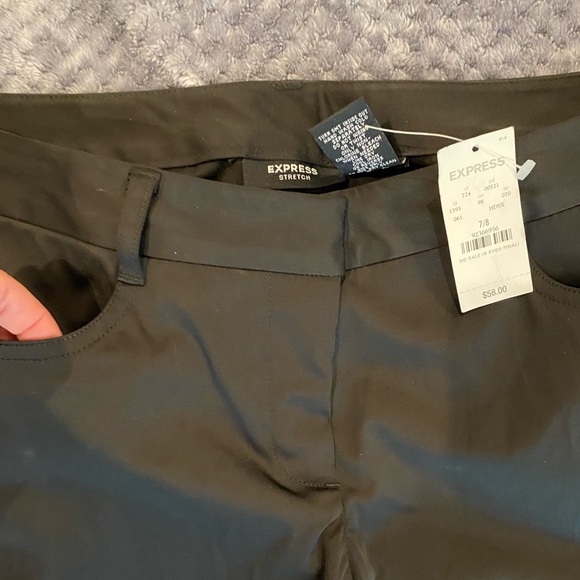 Super cool NWT Express black satin pant with clear bead pattern sz7/8 - Picture 2 of 10